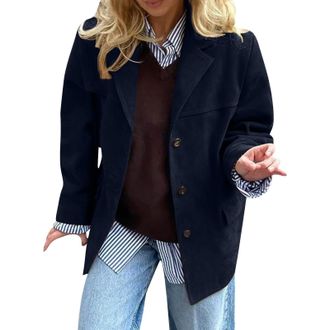 Generic Suede Jackets For Women Brown Faux Leather Jacket 2025 Autumn Winter Fashion Y2k Outerwear Trendy Oversized Lapel Collar Suede Blazers Jackets Ladies 