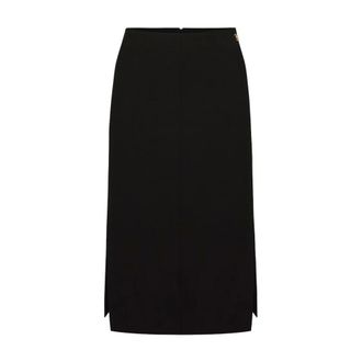 Elisabetta Franchi Midi-rok van technische stof - Dames - Rokken - Zwart - Maat: S Leer