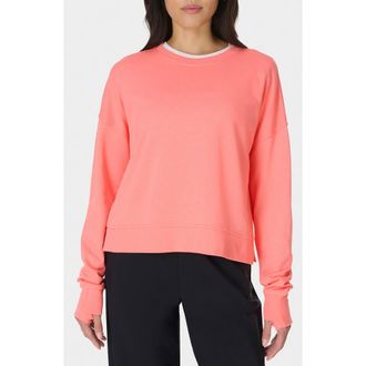 Sweaty Betty After Class Crop Sweatshirt in Melon Pink at Nordstrom, Size Xx-Large