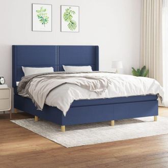 vidaXL Vidaxl - Cama Box Spring Con Colch&oacute;n Tela Azul 180x200 Cm