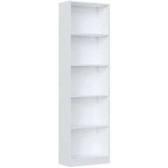 Dmora Libreria Artico, Mobile portalibri alta a 5 ripiani, Scaffale da ufficio o cameretta, Scaffale moderno con scomparti, 52x25h80 cm, Bianco