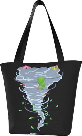 AOOEDM Terrible Tornado Reusable Tote Bag Women Casual Handbag Shoulder Bags for Shopping Groceries Travel Outdoors