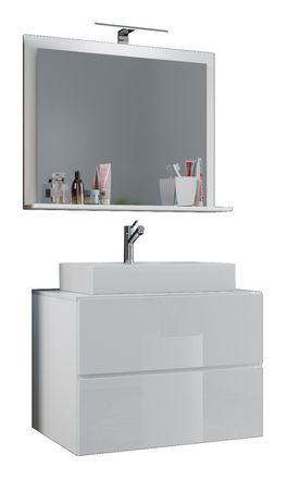ebuy24 Ebuy24 - Vcm 3 Pcs Lavabo De Lavabo Lavabo Gabinete Inferior Ancho 60 Cm Muebles De Ba&ntilde;o Con Cajones Espejo Lendas (blanco)
