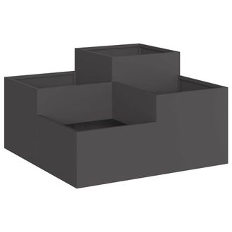 Berkfield Home Garden Planter 80x80x48 cm Black Steel | Size: 80 x 80 x 48 cm