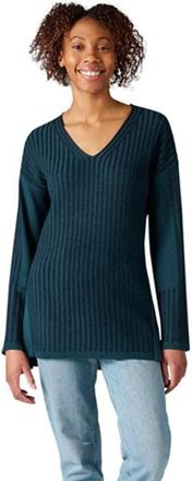Smartwool Womens Shadow Pine V Neck Rib Sweater - Twilight Blue Heather