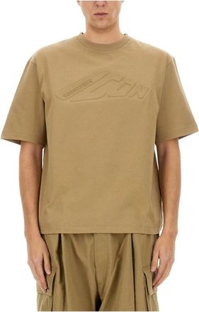 Dsquared2 Icon New Generation Loose Fit Embossed T-Shirt - Heren - T-shirts - Beige - M - Katoen - Tops