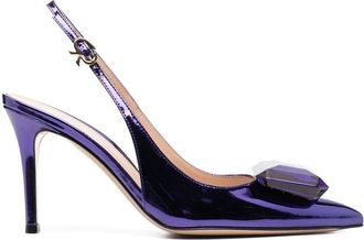 Gianvito Rossi metallic-finish 95mm pointed pumps - women - Calf Leather/Calf Leather/Calf Leather - 36.5 - Blue