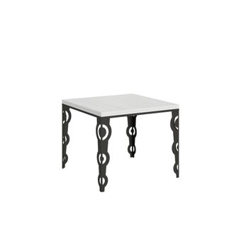 Itamoby Mesa tipo libro 90x90/180 cm efecto madera fresno blanco, hierro