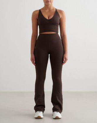 Aim'n Leggings a zampa senza cuciture color cioccolato-Marrone