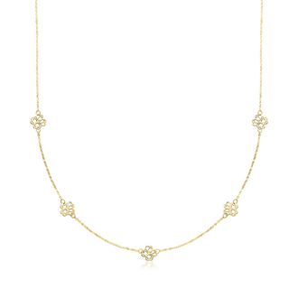 Ross-Simons Canaria Italian 10kt Yellow Gold Flower Station Necklace