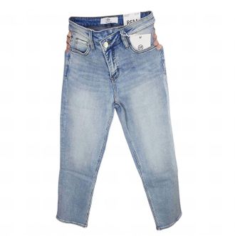 YMI Womens Rfm Dylan Tummy Control Straight Leg Jean Cross Front In Blue