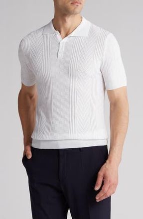 T.R. Premium Textured Sweater Knit Polo in White at Nordstrom Rack, Size 5X-Large