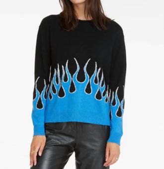 Autumn Cashmere Distressed Flame Crew Sweater In Maritime/black