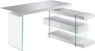 Angel Cerd&aacute; Escritorio madera blanco y cristal templado