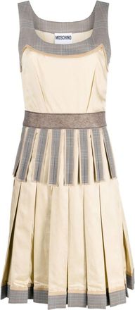 Moschino Inside Out pleated dress - women - Virgin Wool/Polyester/Elastane/Viscose/Cotton/Viscose/Cotton - 44 - Brown