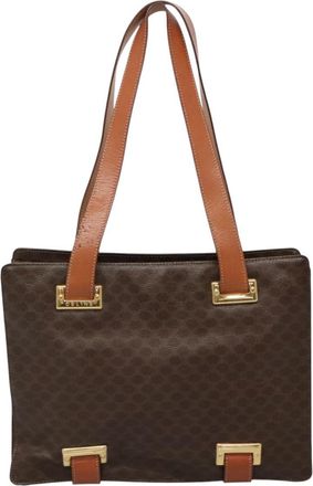 Celine Macadam Brown Canvas Shoulder Bag (Pre-Owned)