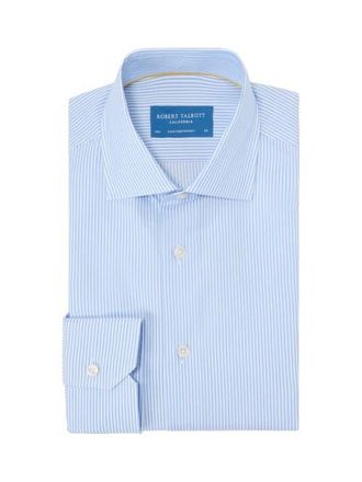 Robert Talbott Reynolds Dobby Stripe Shirt in Contemporary Fit in Blue at Nordstrom, Size 16.5