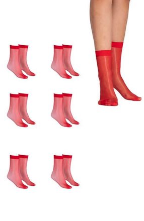 Lechery 6-Pair Pack Lingerie Colored Fashion Ankle Nylons Sheer Socks at Nordstrom