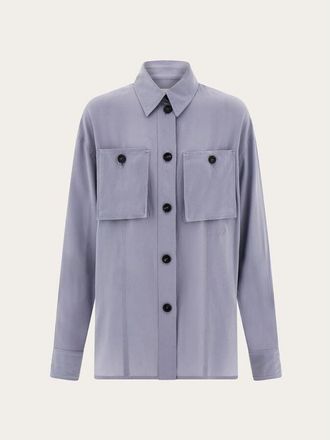 Ferragamo Lavender Silk Oversized Shirt, Brand Size 40 (US Size 6)