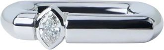 Tom Wood Frame Ring Slim Diamond - Dames - Ringen - Grijs - 50 MM - Accessoires