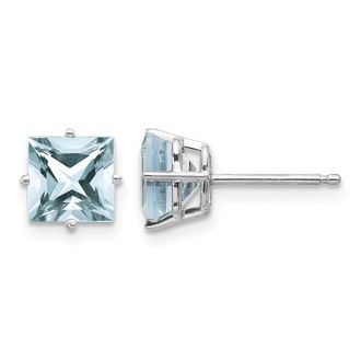 Diamond2Deal 14k White Gold Aquamarine Earrings