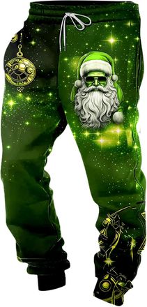 Generic Mens Christmas Jogging Bottoms Training Sweatpants Xmas Joggers Long Cargo Work Trousers Baggy Pants with Drawstring Loungewear Regular Fit for Workou