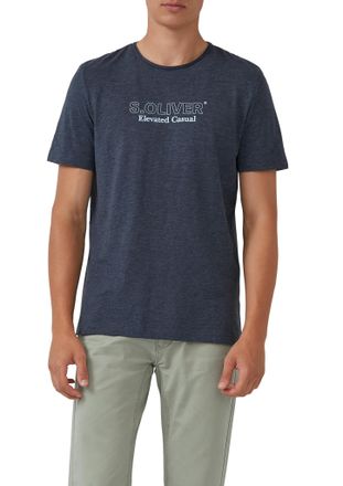 s.Oliver T-Shirt S.OLIVER, Herren, Gr. S, blau, Jersey, Obermaterial: 60% Baumwolle, 40% Polyester, bedruckt, meliert, regular fit taillenbedeckt, Rundhals, Sh