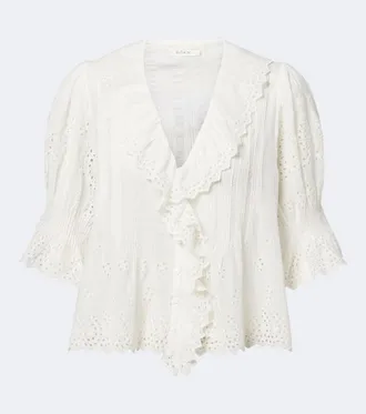 D&ocirc;en D&ocirc;en Henri broderie anglaise ruffled cotton blouse