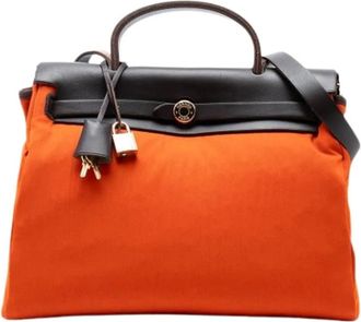 Herm&egrave;s Pre-owned Handbags, female, Orange, Size: ONE SIZE Pre-owned Vintage Canvas Handbag