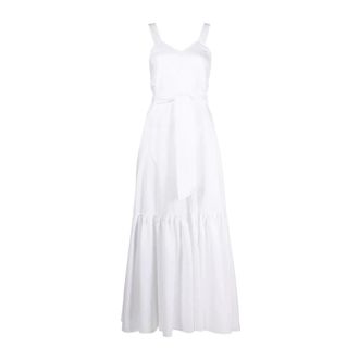 Forte_Forte Casual Maxi Jurk in Wit - Dames - Maxi kleedjes - Wit - S - Katoen - Kleedjes