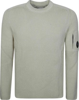 C.P. Company C.P. Company - Jersey de cuello redondo de algod&oacute;n acanalado completo - Knitwear - Hombre - Beige - XL