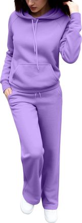 Generic Airport Outfit Women Tracksuit Womens Full Set 2 Piece Co Ord Sets Solid Color Hoodie and Jogger Sweatpants Casual Jogging Sweat Suits Baggy Y2k Loung