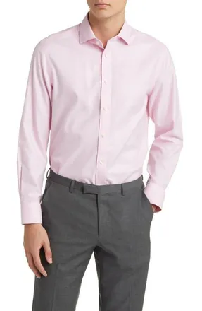 CHARLES TYRWHITT Non-Iron Twill Cutaway Slim Fit Shirt Single Cuff in Pink at Nordstrom, Size 15.5