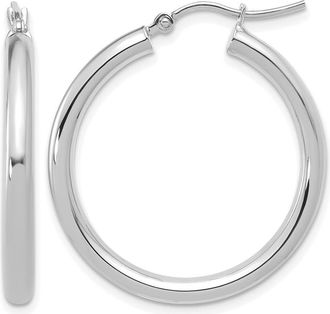 Diamond2Deal 14K White Gold Polished Round Shape Hoop Earrings