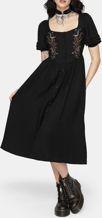 Disturbia Abellona Embroidered Midi Dress in Black at Nordstrom, Size 16