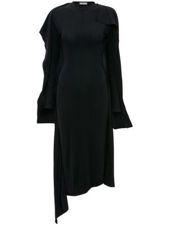 J.W.Anderson long-sleeve layered midi dress - women - Polyamide/Elastane - 10 - Black