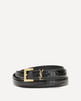 Saint Laurent Cintura Cassandre in pelle goffrata coccodrillo Woman 90