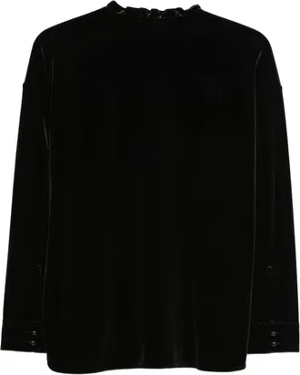 Emporio Armani Chenille with Ruffled Trim Sweater - Black
