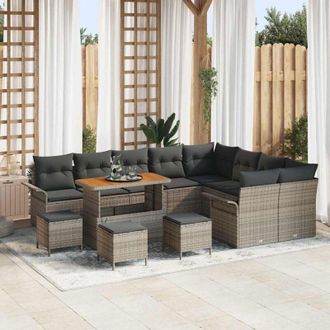 vidaXL Conjunto De Sof&aacute; De Jard&iacute;n 13 Pcs Gris Rat&aacute;n Sint&eacute;tico Vidaxl