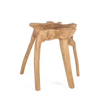 Bazar Bizar Mesa auxiliar de madera de teca marr&oacute;n 45x45x45cm