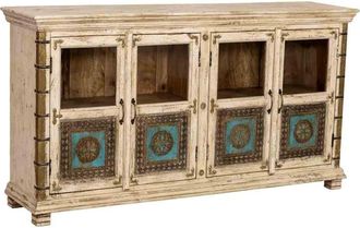 Wanderlust Deco Aparador de madera artesanal blanco 170x40x90 alt. cm