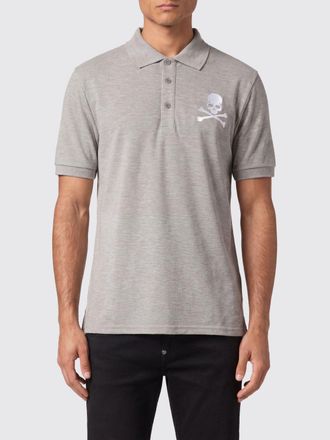 Philipp Plein Polo in cotone a maniche corte con stampa Skull e colletto francese