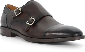 Dune London Mens Satchin - Double Buckle Monk Shoe - Brown material_leather1 - Size UK 11