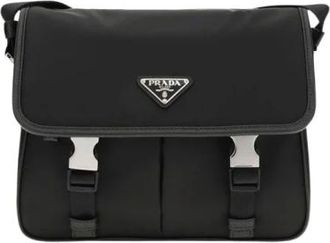 Prada Nylon schoudertas met gespdetail - Heren - Tassen - Zwart - Maat: ONE Size Nylon