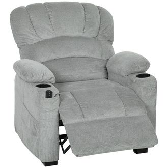 OEM Sill&oacute;n Relax Reclinable El&eacute;ctrico Silencioso Con Funci&oacute;n Memoria Reposapi&eacute;s Mando A Distancia Bolsillo Lateral Gris