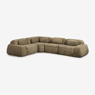 Sklum Sof&aacute; Modular Rinconera De 4 Piezas En Chenilla Envasado Al Vac&iacute;o Merida Sklum