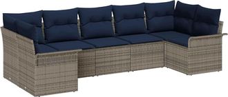 vidaXL Conjunto De Sof&aacute; De Jard&iacute;n 7 Uds. Gris Rat&aacute;n Sint&eacute;tico Vidaxl