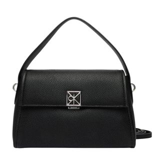 Calvin Klein Handbags, female, Black, Size: ONE SIZE Emblem HW Pebble Shoulder 25
