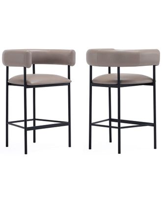 Manhattan Comfort Onda Metal Vegan Leather Counter Stool