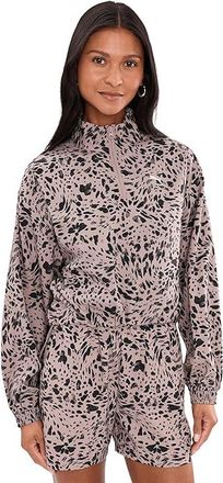 Puma Essentials Graphics Animal Print Relaxed Woven Half-zip Jacket Womens Coat Sandstone : LG, Polyester